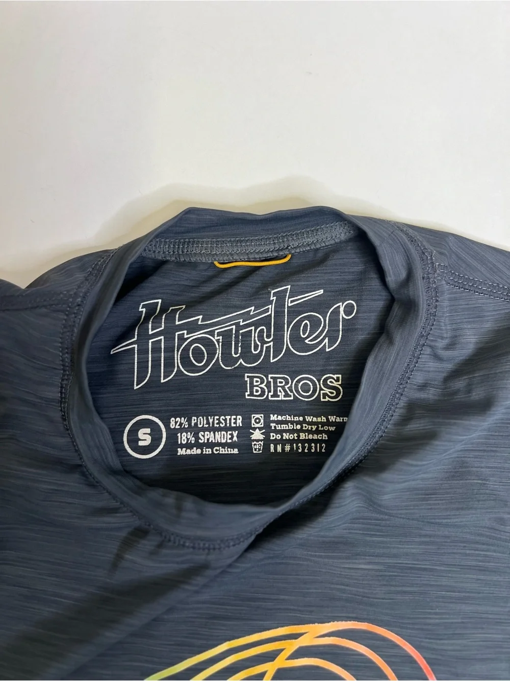 Howler Brothers Men’s Black Swim Performance Shirt with Rainbow Wave Graphic -S